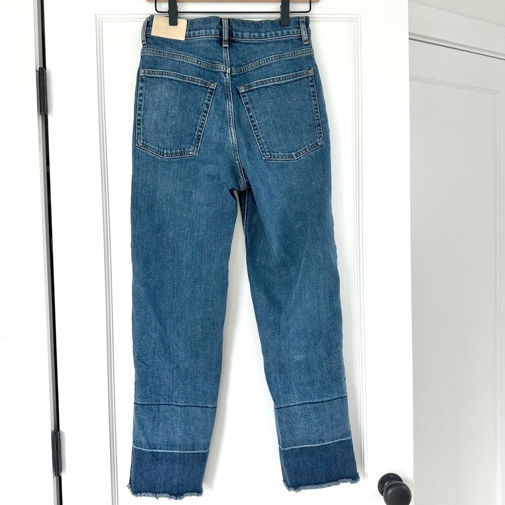 Everlane The Way High Jean Abyss Straight Leg Frayed Hem Denim Blue Women's‎  27 - Picture 5 of 16